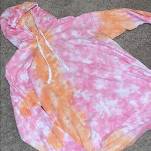 Pink and orange tie-dyed hoodie